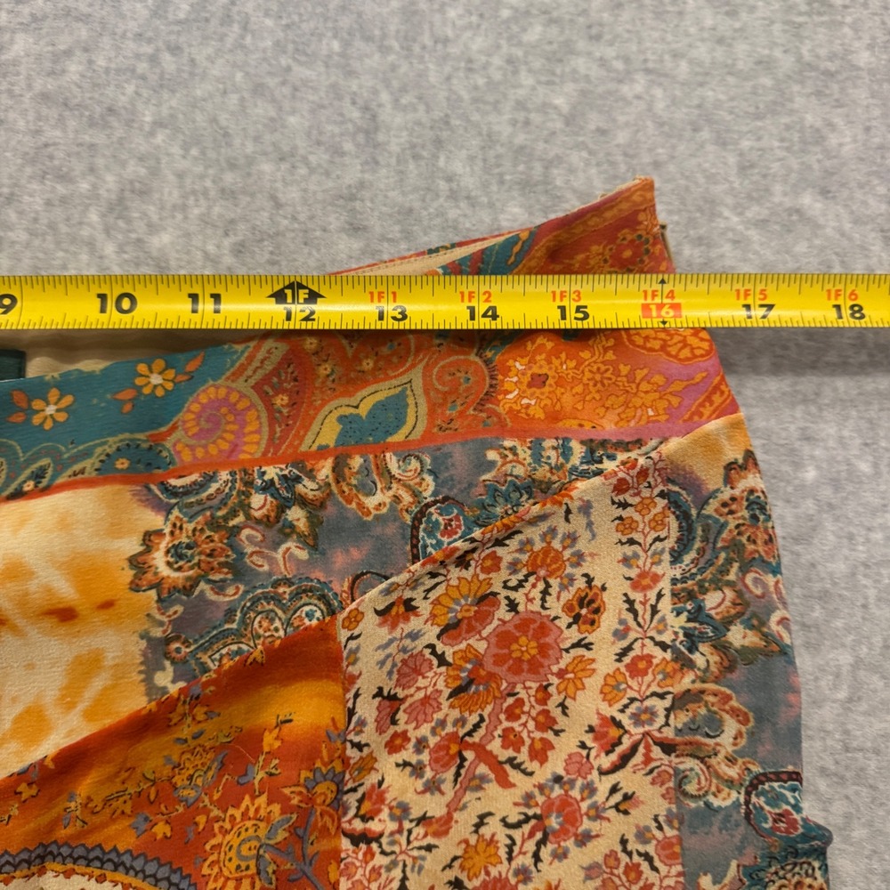 Lauren Ralph Lauren Silk Patchwork Paisley Handkerchief Hem Midi Skirt 10 Boho - Picture 3 of 11